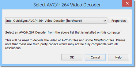 Selecting an AVC/H.264 Video Decoder