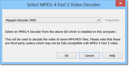 Selecting an MPEG-4 Part 2 Video Decoder