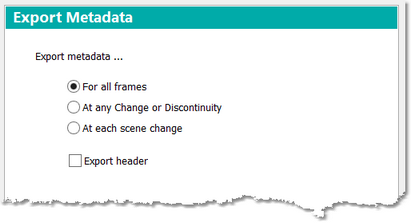 Export Metadata options