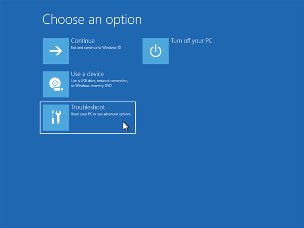 Click Troubleshoot